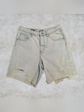 Distressed L Denim Shorts